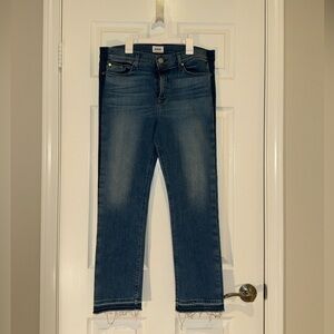 Hudson Mid-rise Crop Denim in Blue with darker stripe